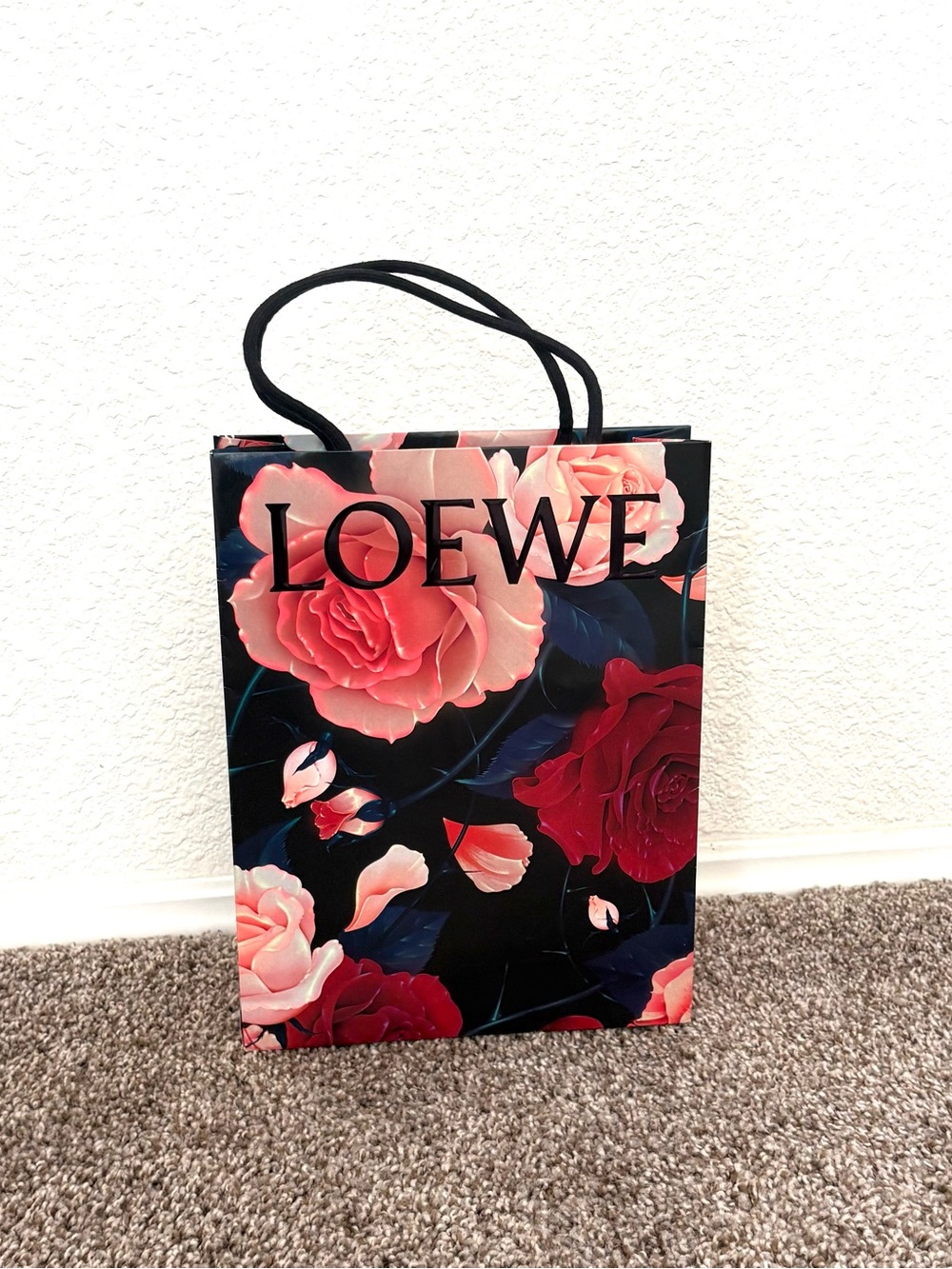 Loewe Floral Rose-Print Shopping Bag in Pink and Red